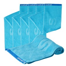 柔軟觸感棉 30 支活性運動毛巾, 藍色, 5個