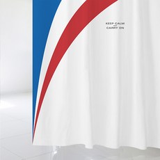 北歐風織物浴簾 藍紅光束款 sc829 L 1800*1880mm+塑膠掛鉤 12入組, 1套, 混色系