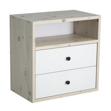 2格抽屜櫃 XL號, 淡木色 白色