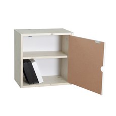 大型門邊層架收納箱, 水洗木結 + 白色