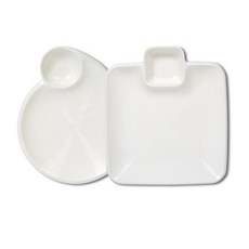 雙份分隔餐盤 2款, 1套, 板方+圓