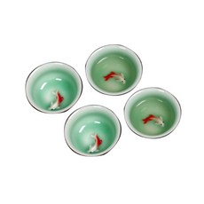 瓷清酒杯茶杯, 藍色, 4入