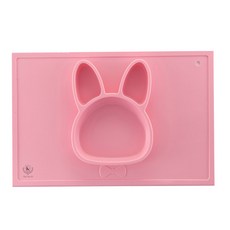 딩동펫 반려동물 접이식 실리콘식기 토끼, 핑크, 1개