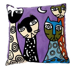 happytool 摩登貓咪刺繡抱枕套
