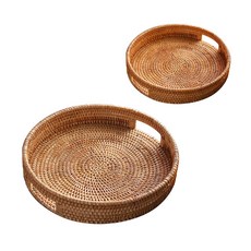 Doinet藤編圓形籃 2件組, 自然棕色, 1套