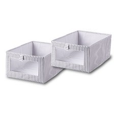 布藝條紋生活箱, 白色的, 2個