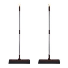 Yumse多功能水清掃灰塵清掃180度頭部旋轉矽膠掃把 棕色 2個