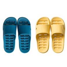 情侶排水浴室拖鞋 A款, 黃色+深藍色, 1套