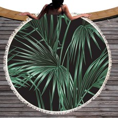 콩 K Items 綠葉圓形沙灘巾, 3, 1個