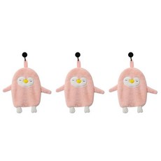 ANTS 企鵝造型掛式擦手巾, 粉色的, 3個