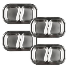 Pia 不銹鋼2格式餐盤, 單色, 4入