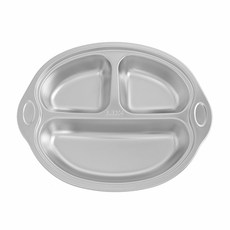 幼兒不鏽鋼雙耳3格分隔餐盤, 單品, 單色