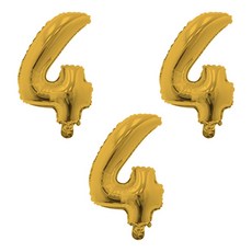 LivingDA 數字鋁箔 4 大, 金色, 3個