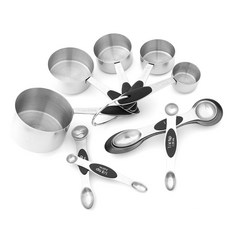 스텐 계량컵 5종 + 양면 계량스푼 6종 세트, 블랙, 1개