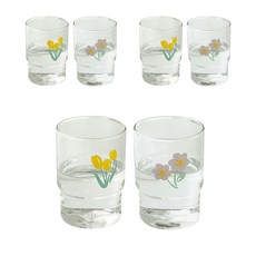 로코리빙 썸머플라워 글라스 250ml 2종 x 3p세트, 옐로우, 퍼플, 1세트