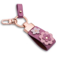 mOUETTE 牛皮花朵汽車鑰匙圈 粉紅色, 1個