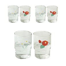 로코리빙 썸머플라워 글라스 250ml 2종 x 3p세트, 레드, 화이트, 1세트