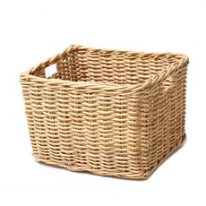 簡約風格藤柄編織長方形收納籃 B609BE, 蒼白的顏色, 1個