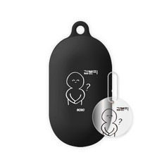 9C9C 인싸 갤럭시 버즈 젤리 케이스 + 원형 키링, 갑분띠 블랙, 1개