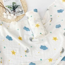럭셔리베이비 뱀부면 아기 여름 블랭킷, 별과달