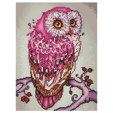 KM ELLIE 3D拼豆DIY材料包+邊框+圓形鑽石 40*50cm 粉色貓頭鷹款, 混色, 1套