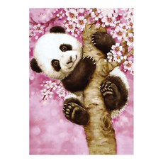 KM ELLIE 3D拼豆DIY材料包+邊框+圓形鑽石 40*50cm 熊貓款, 混色, 1套