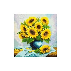 KM ELLIE 3D拼豆DIY材料包+邊框+圓形鑽石 40*40cm 向日葵款, 混色, 1套