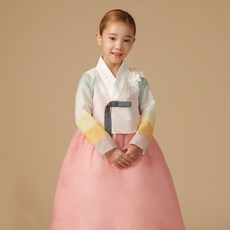 금동이아가한복 여아용 흰 꽃송이 당의 한복 + 복주머니 세트 AW111