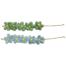 DING DONG PET 寵物花朵項圈2件組, 藍色, 薄荷綠