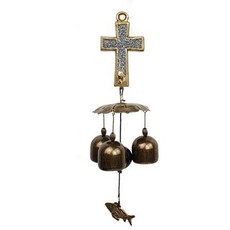 이앤 뉴 십자가 황동 핸드메이드 문 종, 실버