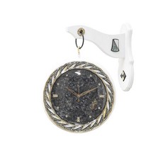 사각 펄 앤틱 양면 벽시계 + 거치대 세트, 블랙