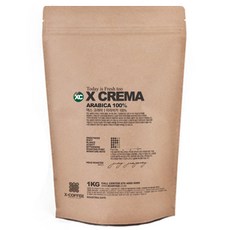 X-COFFEE X Crema阿拉比卡咖啡豆, 無研磨咖啡豆, 1kg, 1包