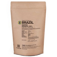 X-COFFEE 巴西桑托斯咖啡豆, 1kg, 1包, 無研磨咖啡豆