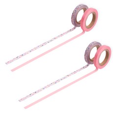 RIHOON 粉色花朵紙膠帶 6mm 2捲入, 粉百合，粉紅色, 2套