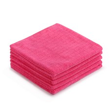 超細纖維方形棋盤格紋清潔布, 粉紅色, 5個