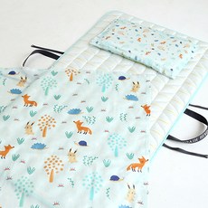 HIYOKO BABY 夏日棉質&人造絲雙面薄墊+人造絲薄被+3D透氣枕芯+枕套組, 狐狸款