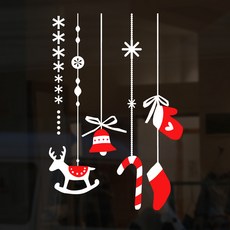 聖誕節裝飾重點貼紙 X059, 白色 + 紅色 + 棕色