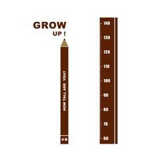 鉛筆圖案身高測量尺貼紙 D024, 棕色+沙棕色