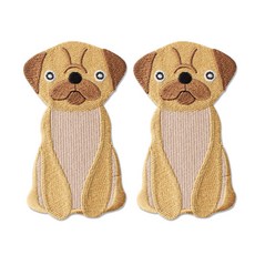 時尚風格刺繡布章, 巴哥犬, 2個