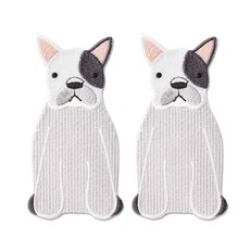 時尚風格刺繡布章, 法國鬥牛犬, 2個