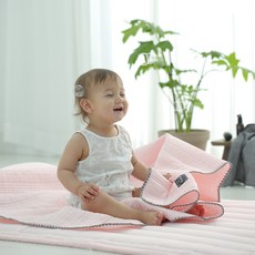 lolbaby 嬰兒泡泡紗被+墊套, 淺粉色