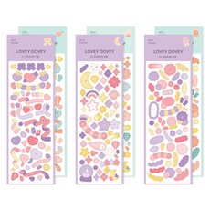 DASH AND DOT 可愛封口貼紙 紫色 3入+薄荷綠 3入, 混色, 1組