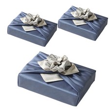 tongshop 絲綢雙層包袱巾 110 x 110 cm, 天藍色 + 象牙白(109), 3個