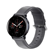 HAMATE Galaxy Frontier/Gear S3/Watch 3 皮革錶帶 22mm (兼容45/46mm), 灰色, 1個