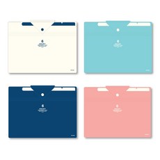 6口袋索引多層文件夾 4種組 24-2000, 海軍藍，粉紅色，薄荷色，白色, 1套