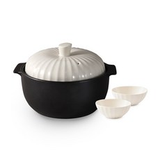 KwangJuYo Migak系列附蓋耐熱砂鍋 M+陶瓷碗 2入, 18cm, 混色