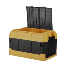 aryko 車用可折疊手推車掀蓋式收納盒, 黑+黃