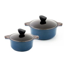 CHEFWAY Veloute電磁爐適用陶瓷不沾鍋具 2入組 B款, 雙耳湯鍋20cm+24cm, 混色