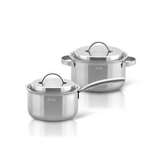 QUEEN SENSE Arte電磁爐適用5層304不鏽鋼優質鍋具 2入組 B款, 單柄鍋18cm+雙耳鍋20cm, 單色