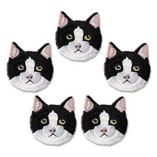 時尚亮點迷你刺繡貼布 貓咪, 黑色, 5個